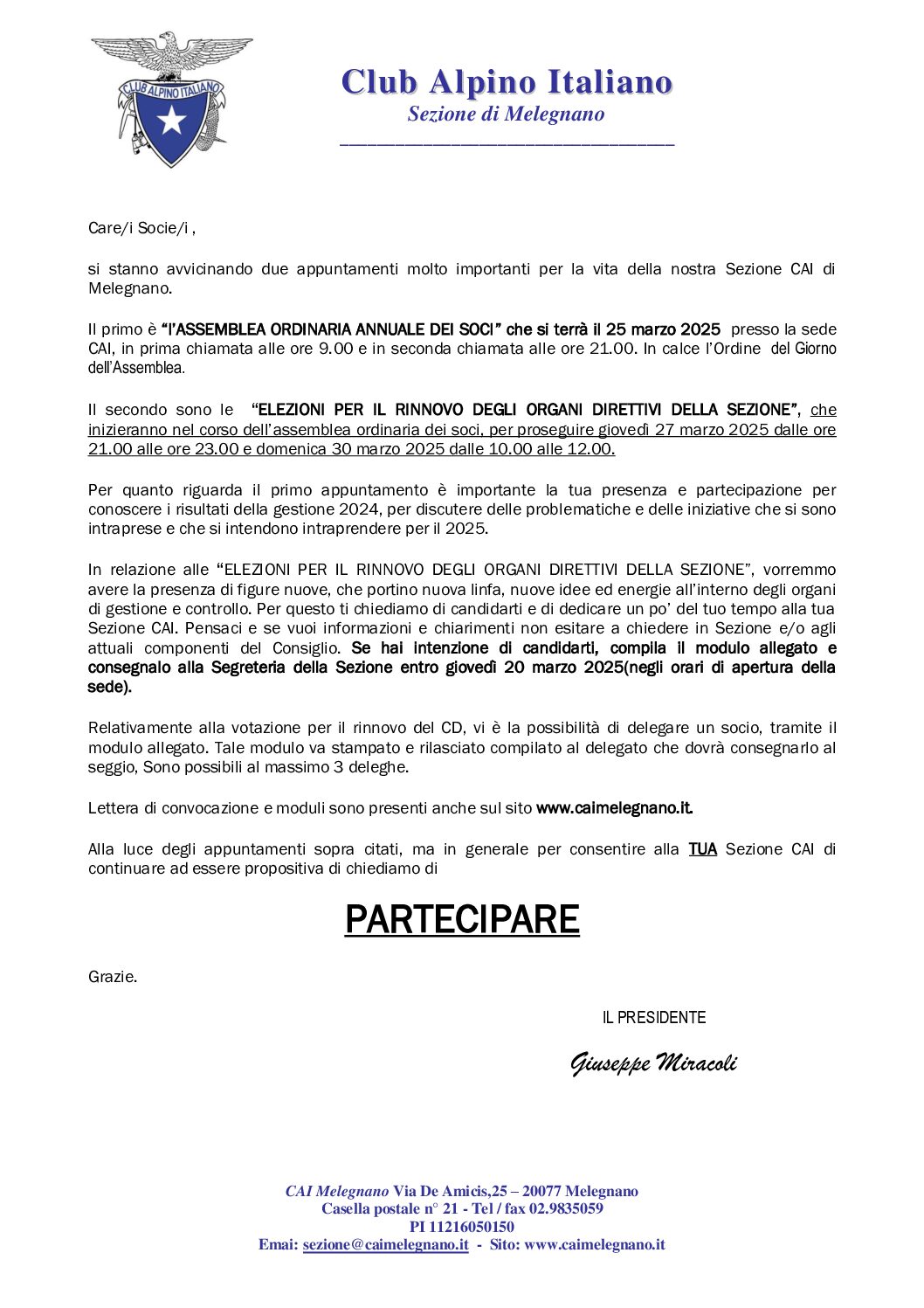 Convocazione Assemblea Soci 2025